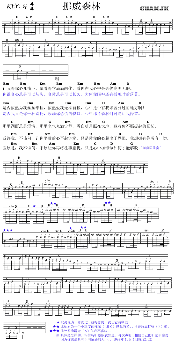 挪威森林(图)吉他谱 第1页