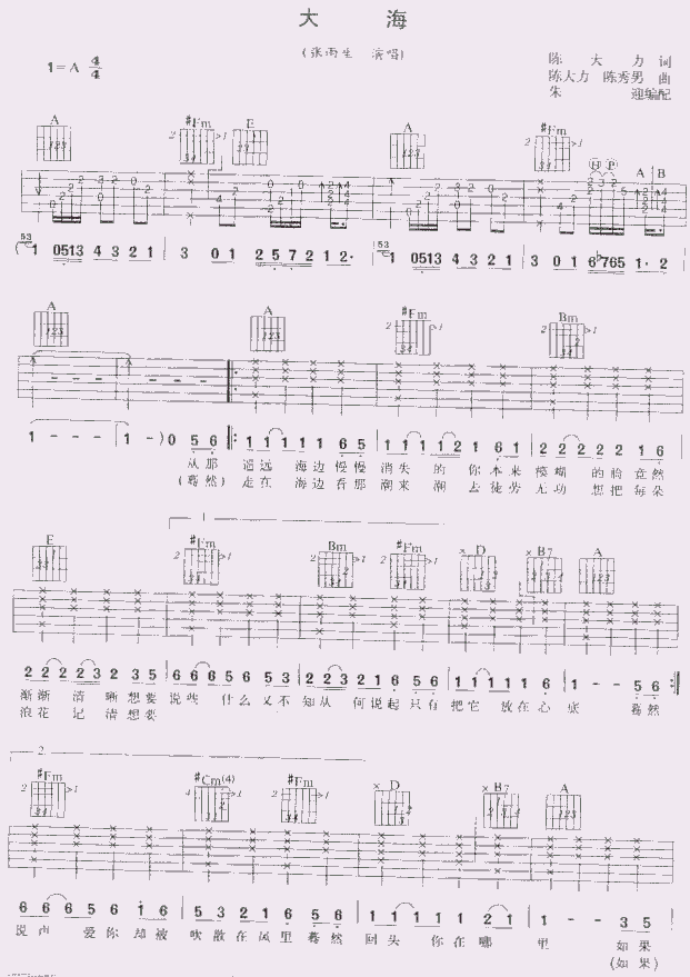 大海(图片)吉他谱 第1页