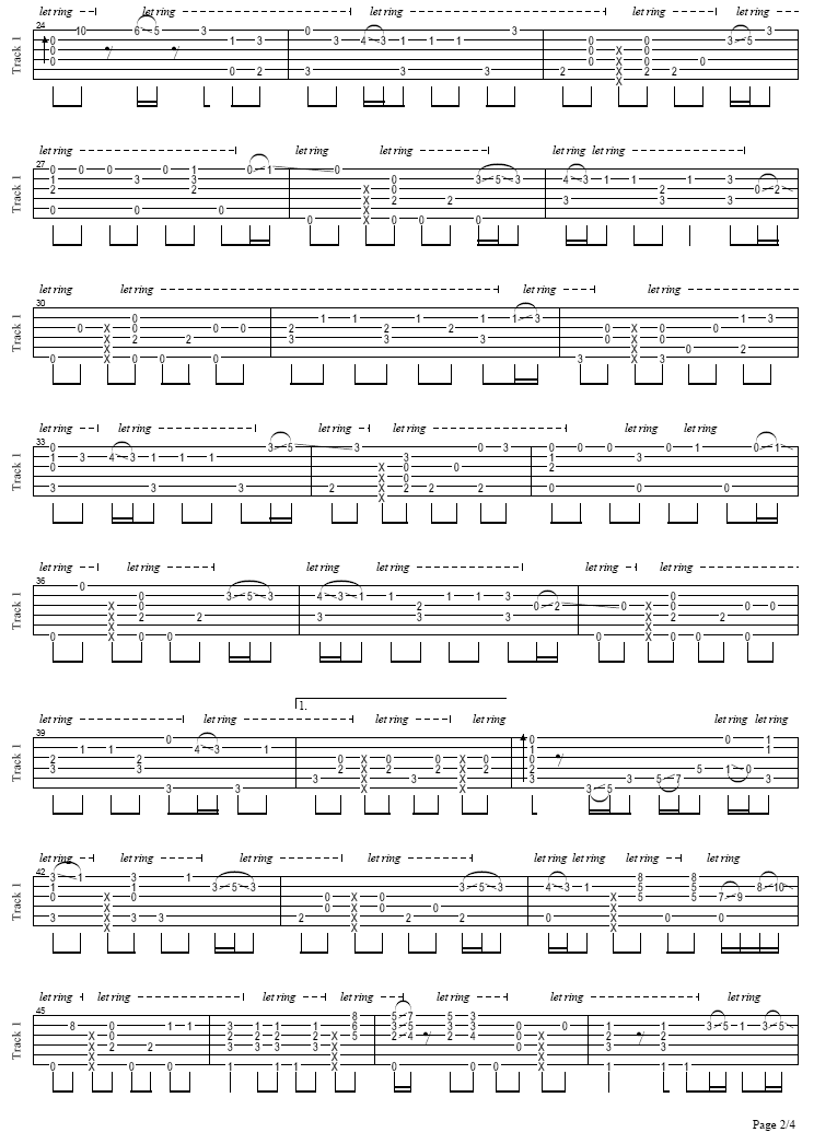 情非得已(独奏) 吉他谱 第2页