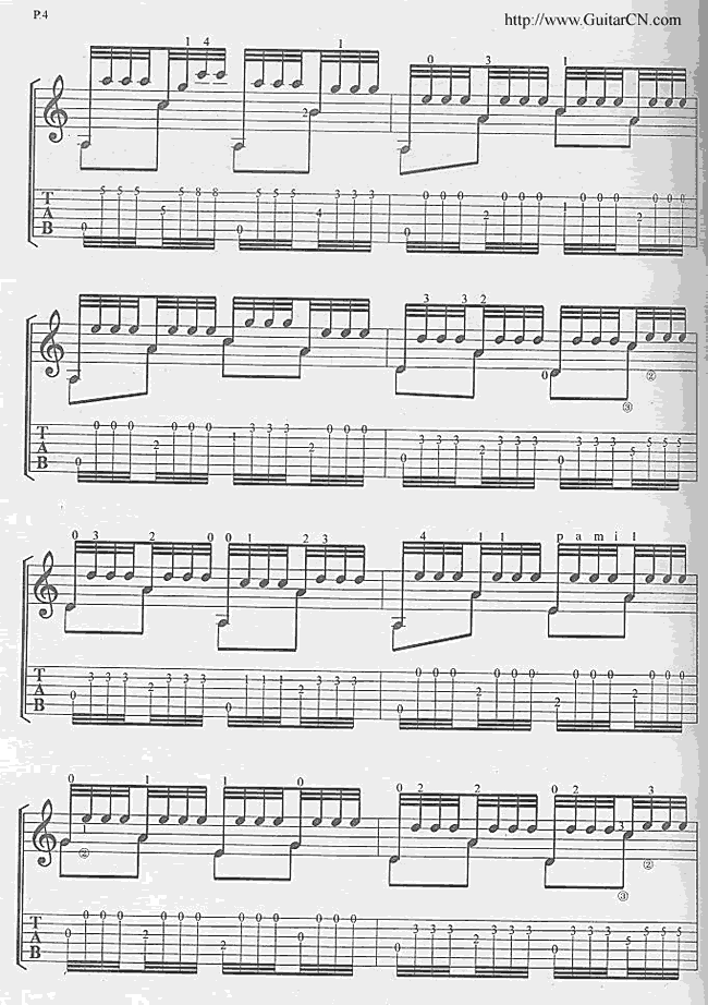 彝族舞曲(完整版）吉他谱 第4页