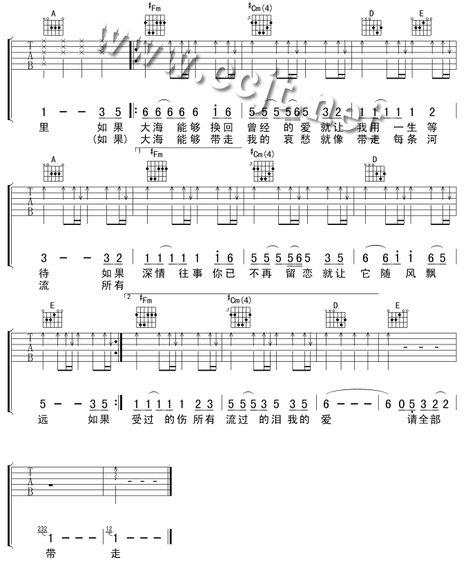 大海吉他谱 第2页