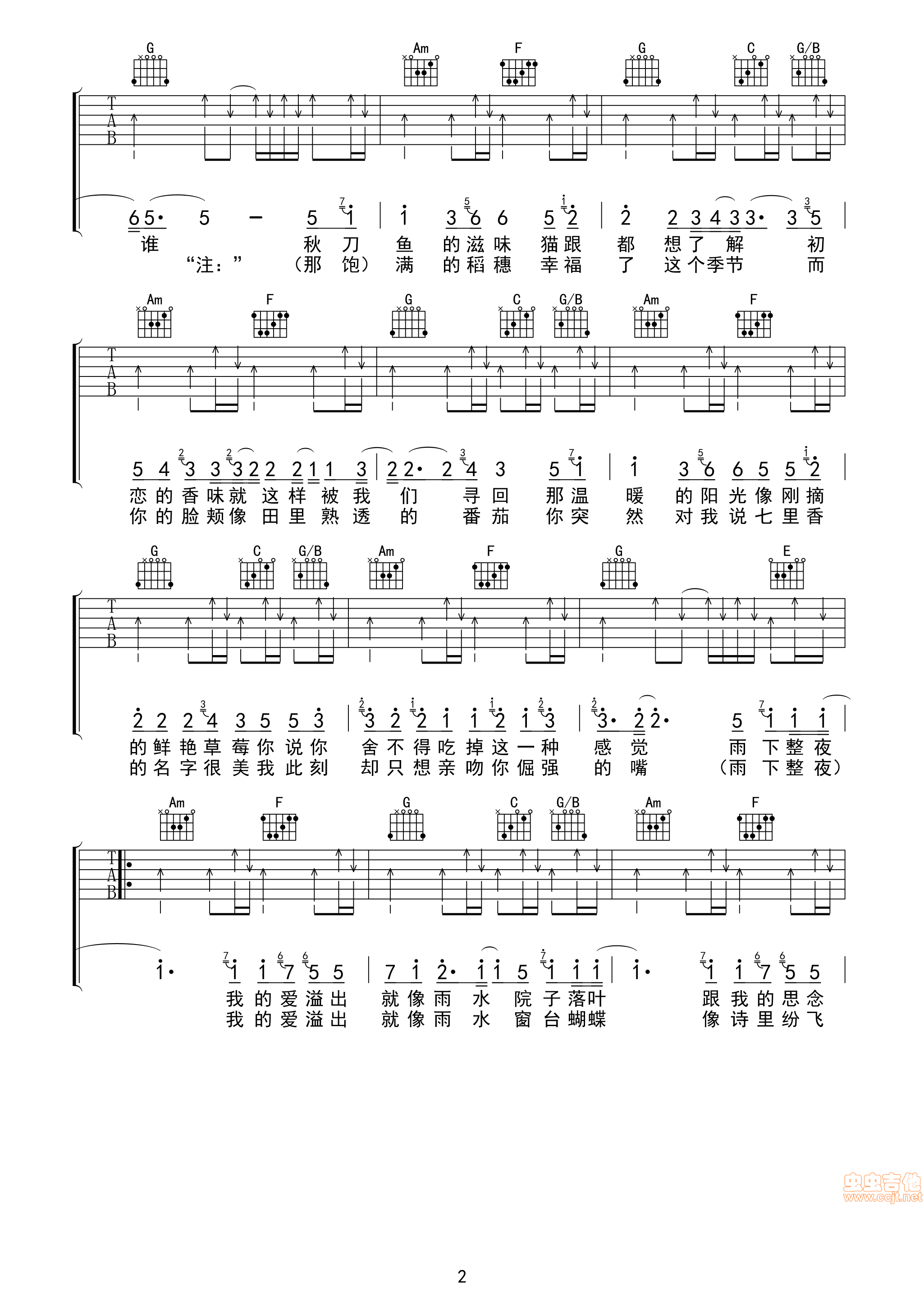 七里香吉他谱 第2页