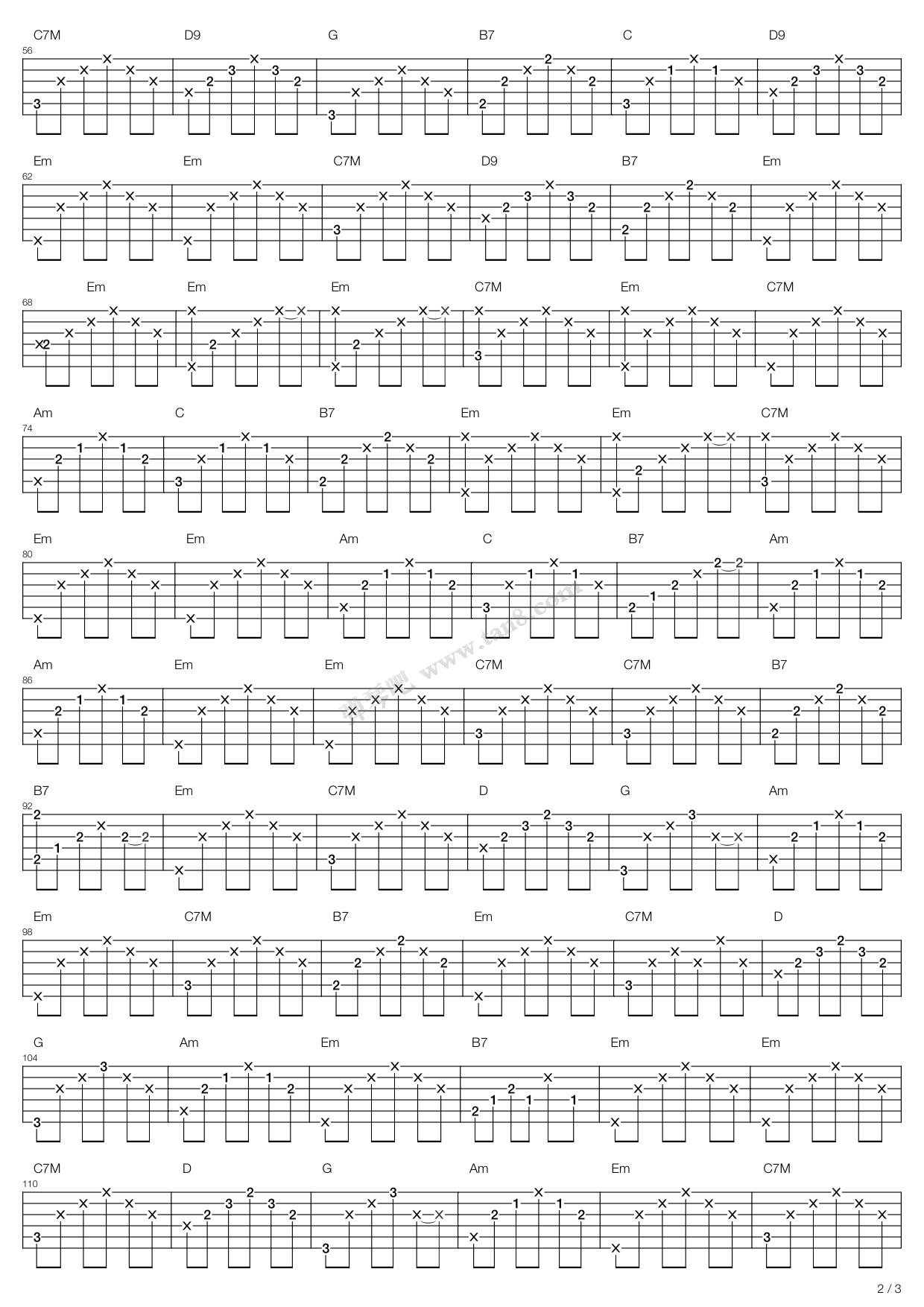 丁香花（含歌词）吉他谱 第2页