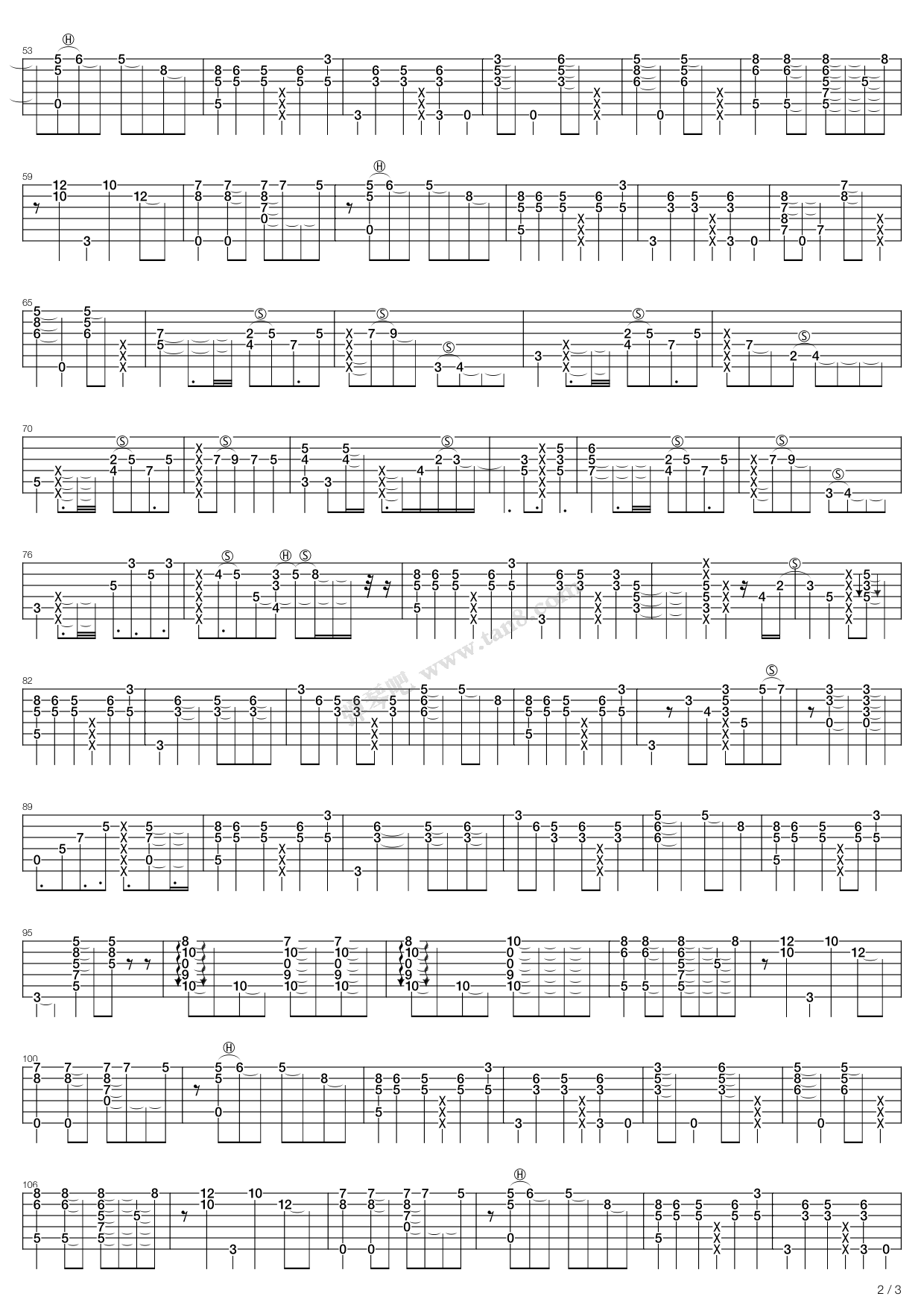 Lalala（指弹版，郑成河）吉他谱 第2页