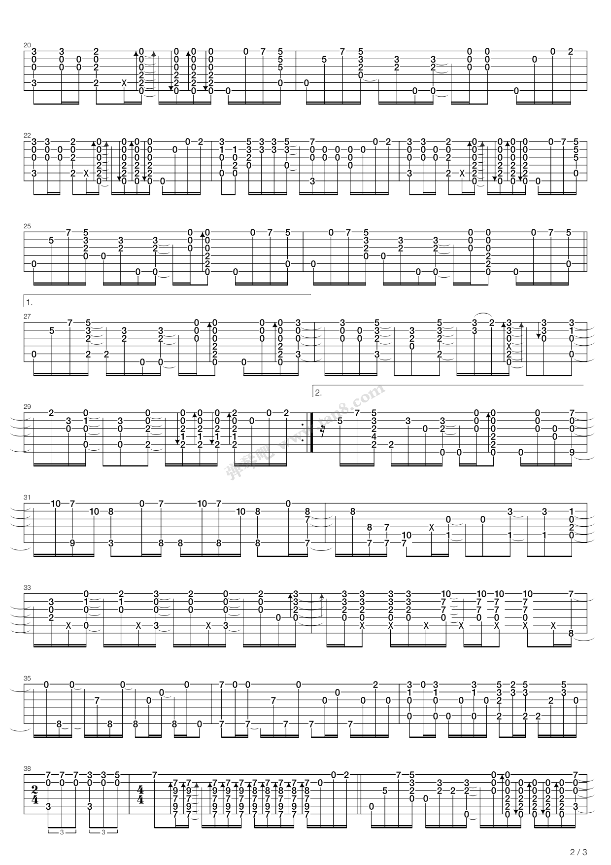 青鸟（指弹版，卢家宏）吉他谱 第2页