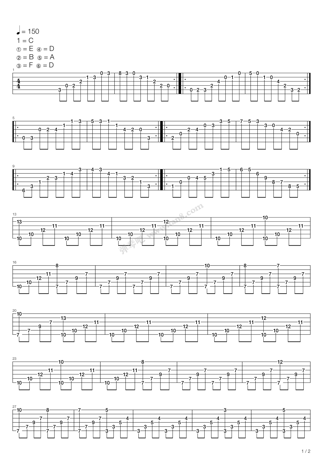 Prelude(水晶序曲)吉他谱 第1页