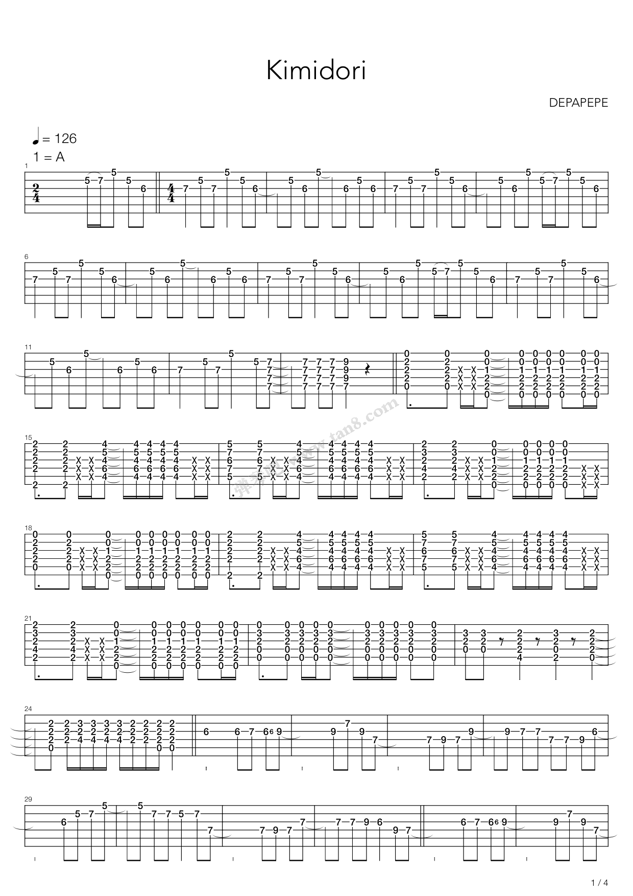 Kimidori（指弹版，Depapepe）吉他谱 第6页