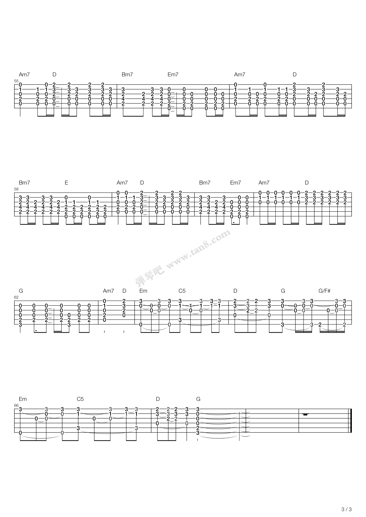 Dogvane（指弹版，Depapepe）吉他谱 第3页
