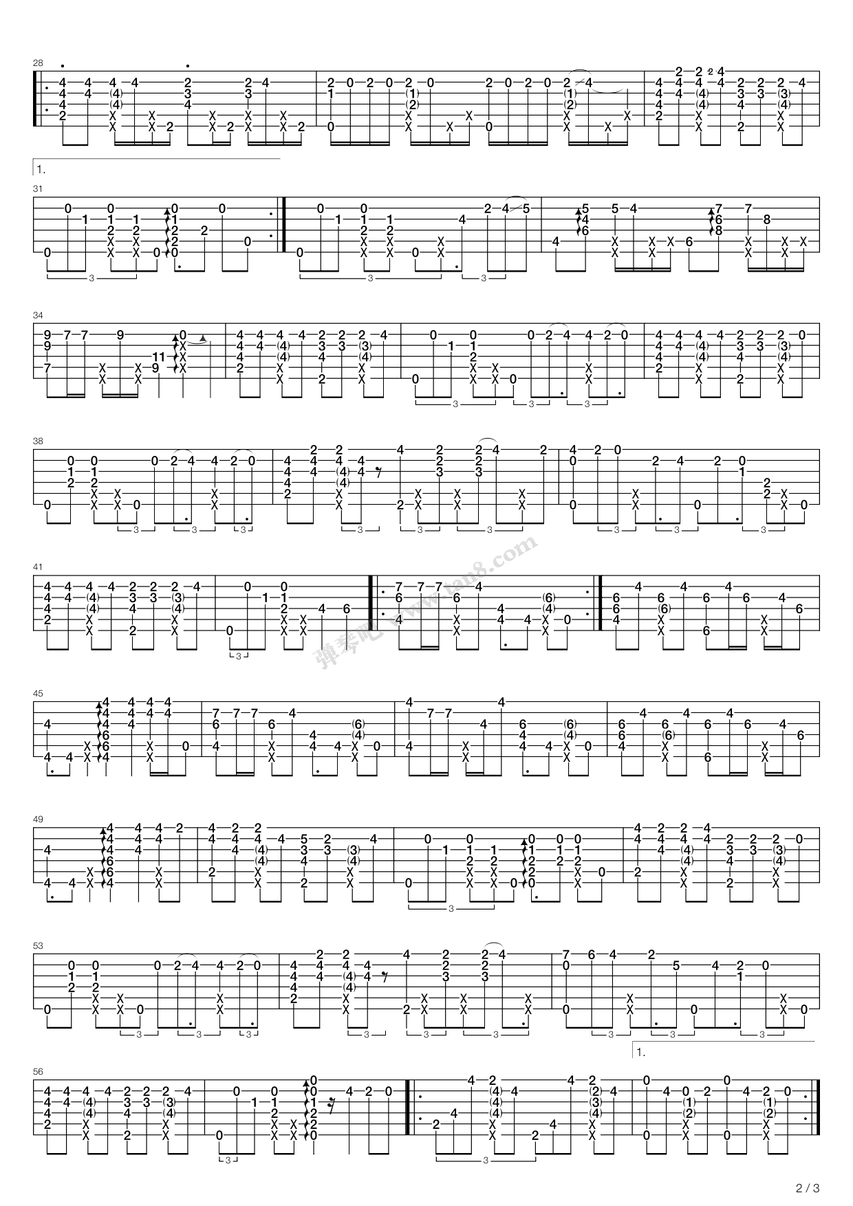 The Lazy Song（指弹版，郑成河）吉他谱 第2页