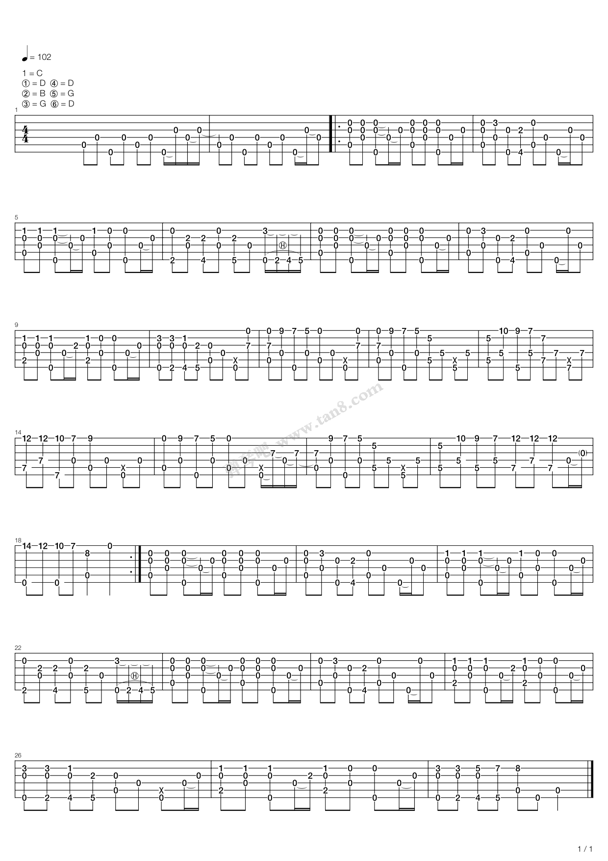 Jingle Bells（指弹版，郑成河）吉他谱 第1页