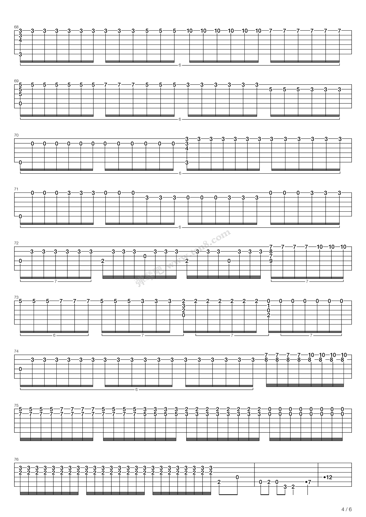 梁祝(变奏曲)吉他谱 第4页
