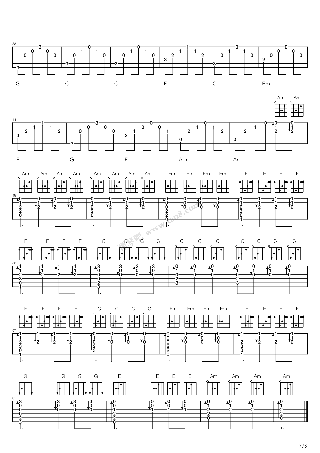 俄罗斯民歌 山楂树吉他谱 第4页